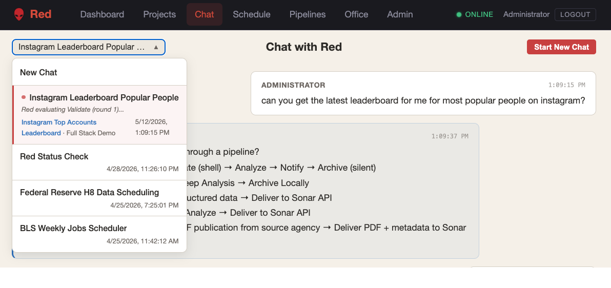 Chat interface — natural language task control