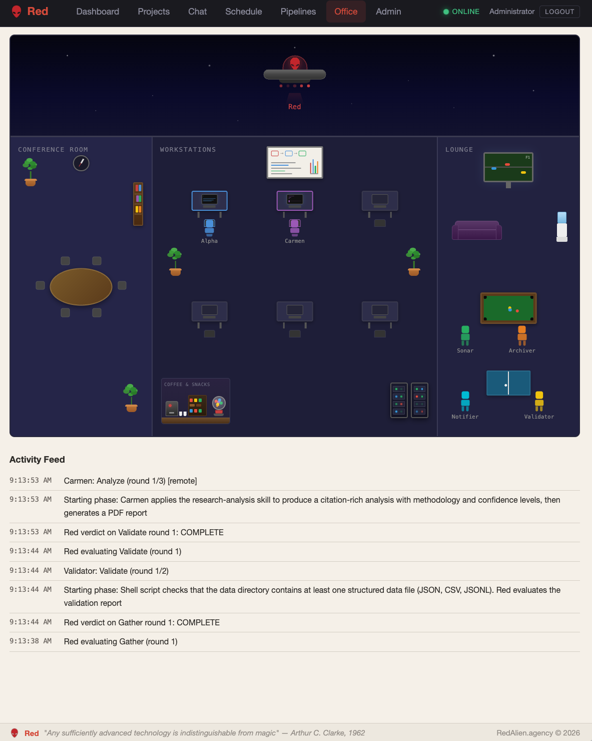 The Agent Office — agents working in real time